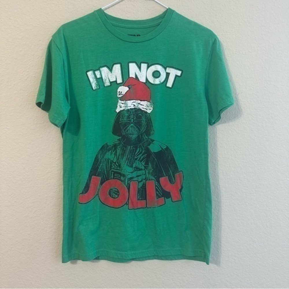 Star Wars T-Shirt Christmas Darth Vader Graphic I’m Not Jolly Green Short Sleeve